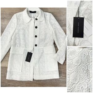 Zara Sz M Womens White Crochet Lace Jacket Wedding Formal Bridal NEW
